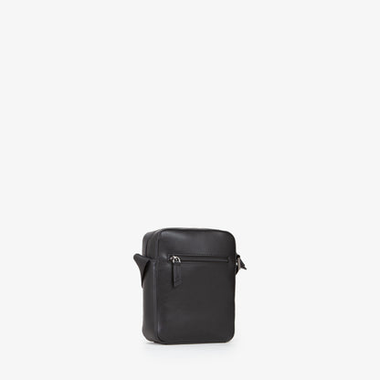 Sac bandoulière homme noir simili cuir zippé