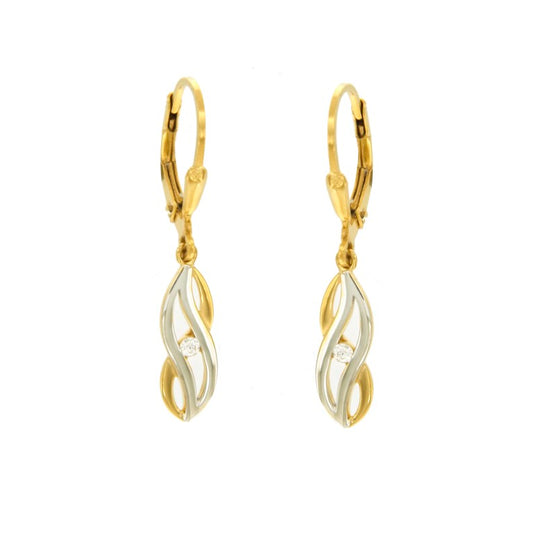 Boucles d'oreilles femme argent bicolore pendantes zirconia