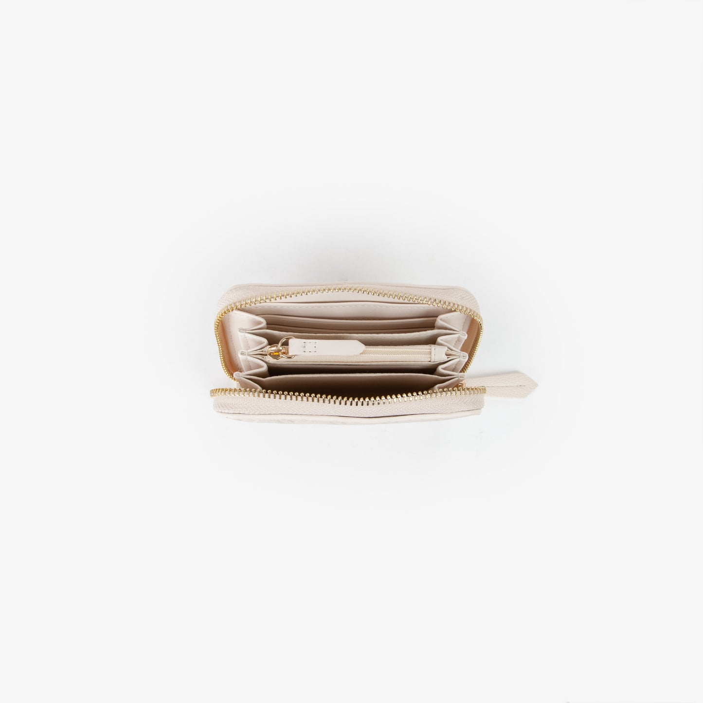 Portemonnaie femme écru monogramme embossé zippé