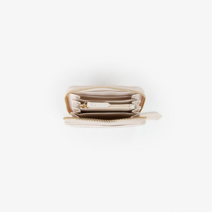 Portemonnaie femme écru monogramme embossé zippé