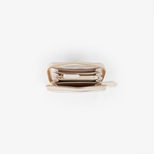 Portemonnaie femme écru monogramme embossé zippé