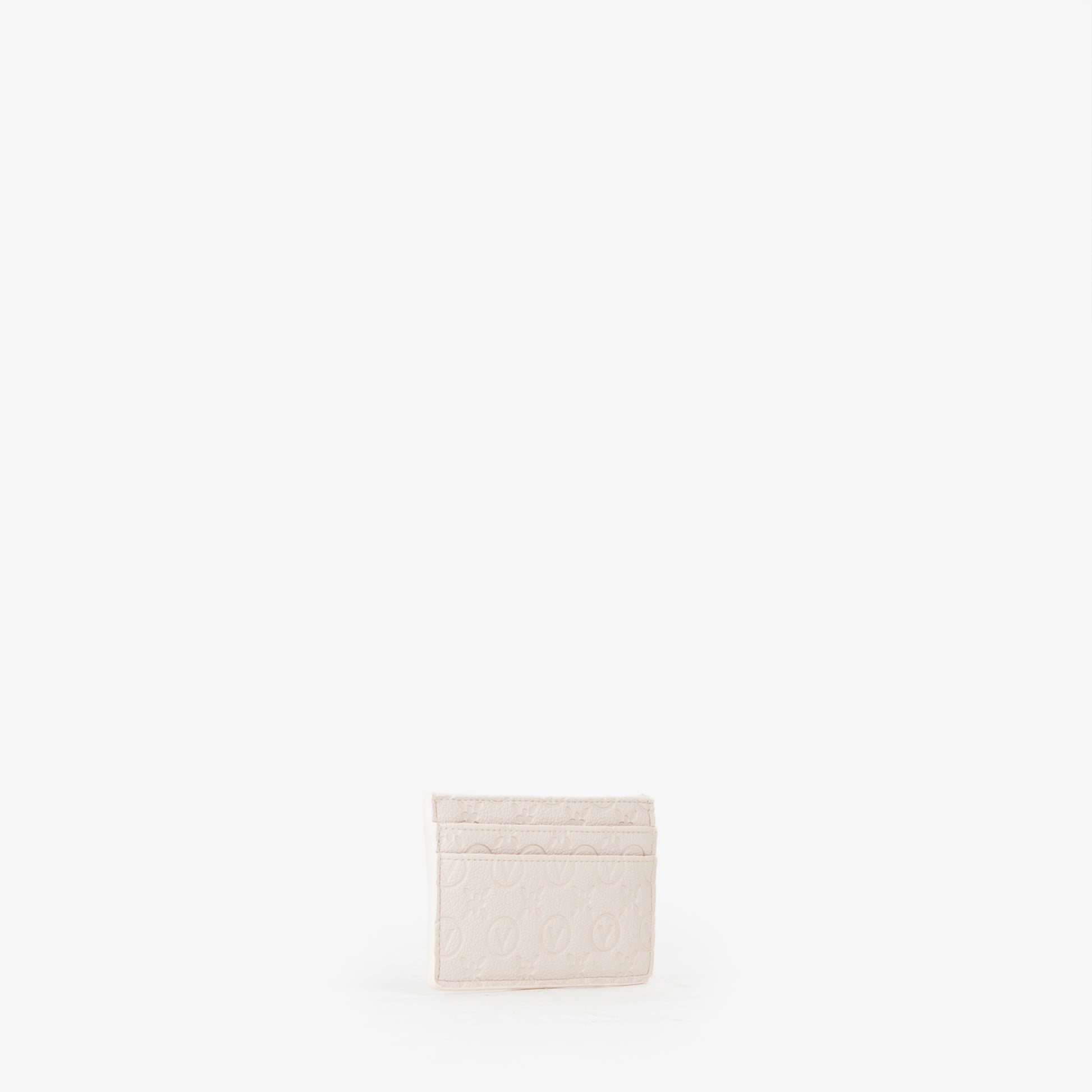 Porte-cartes femme cuir écru embossé monogramme