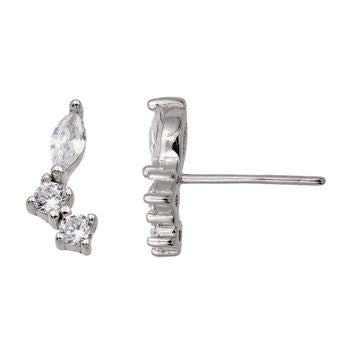 Clou d'oreille femme argent rhodié zirconia marquise