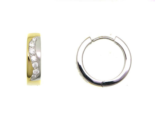 CREOLES ARGENT RHODIE - BICOLORE - ZIRCONIA