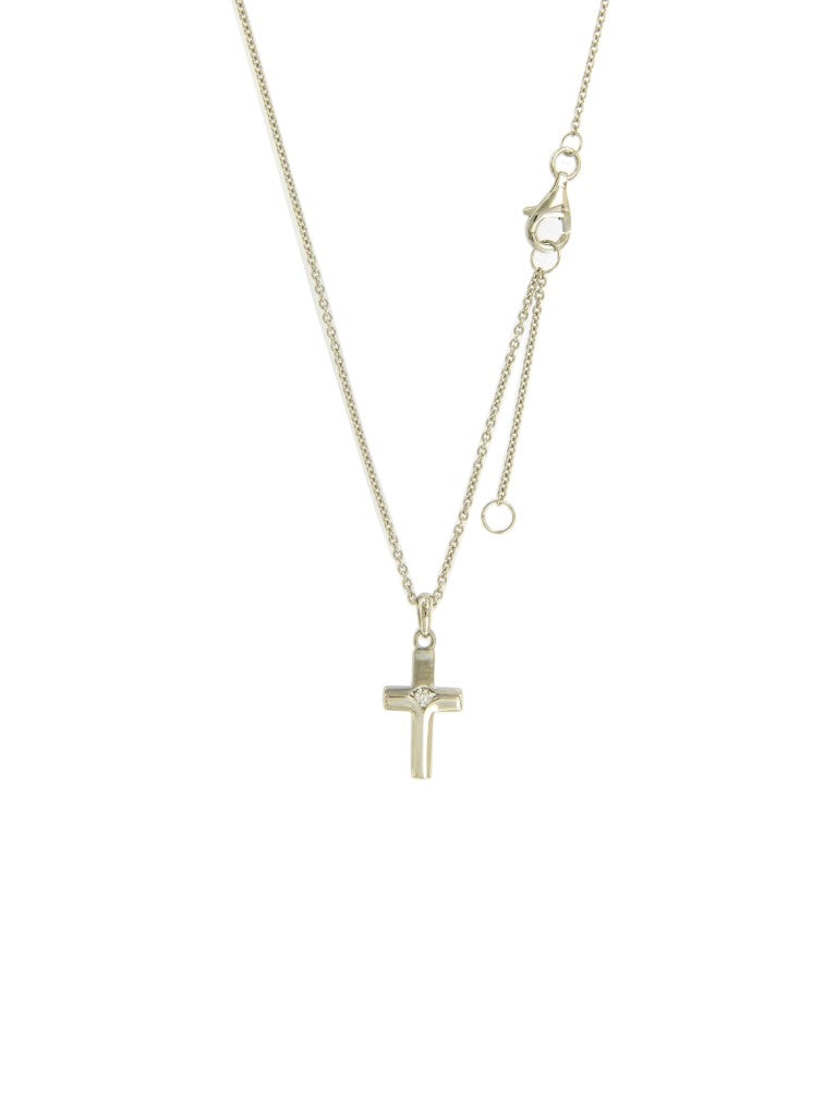 Collier femme argent rhodié pendentif croix zirconia