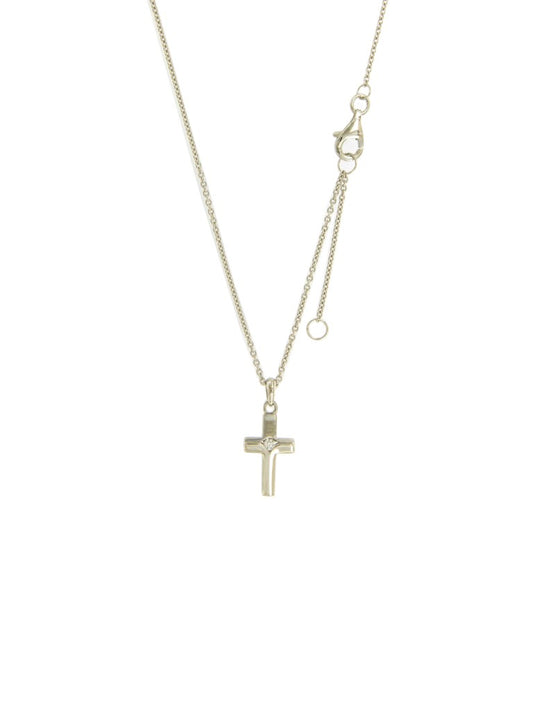 Collier femme argent rhodié pendentif croix zirconia