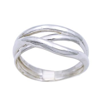Bague femme argent rhodié entrelacé tressé taille 56