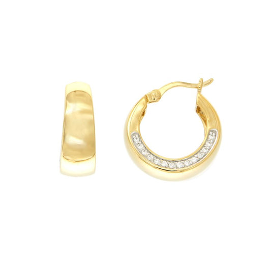 Créoles femme argent doré zirconia charnière 19 mm