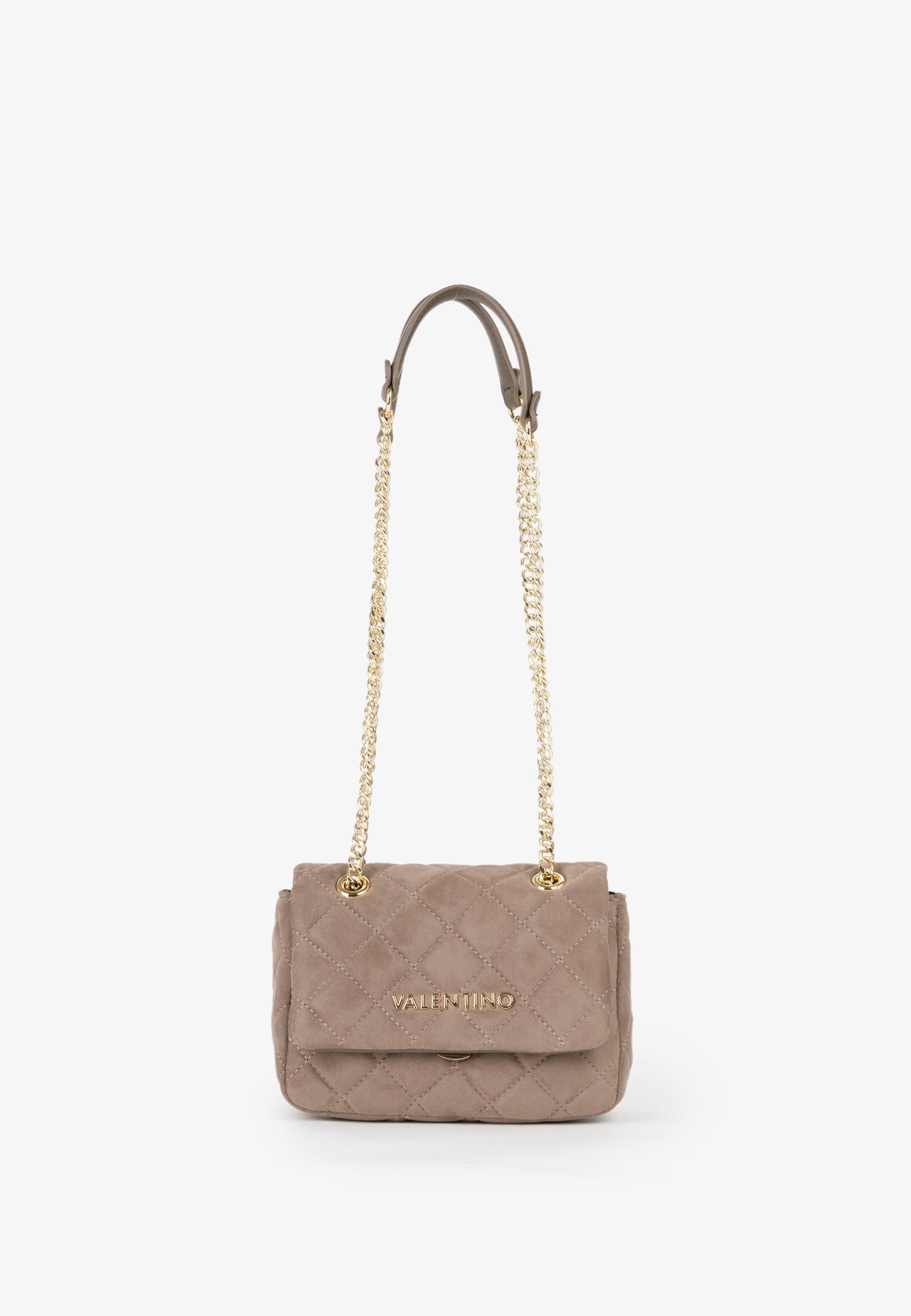 Sac bandoulière femme matelassé taupe chaîne dorée