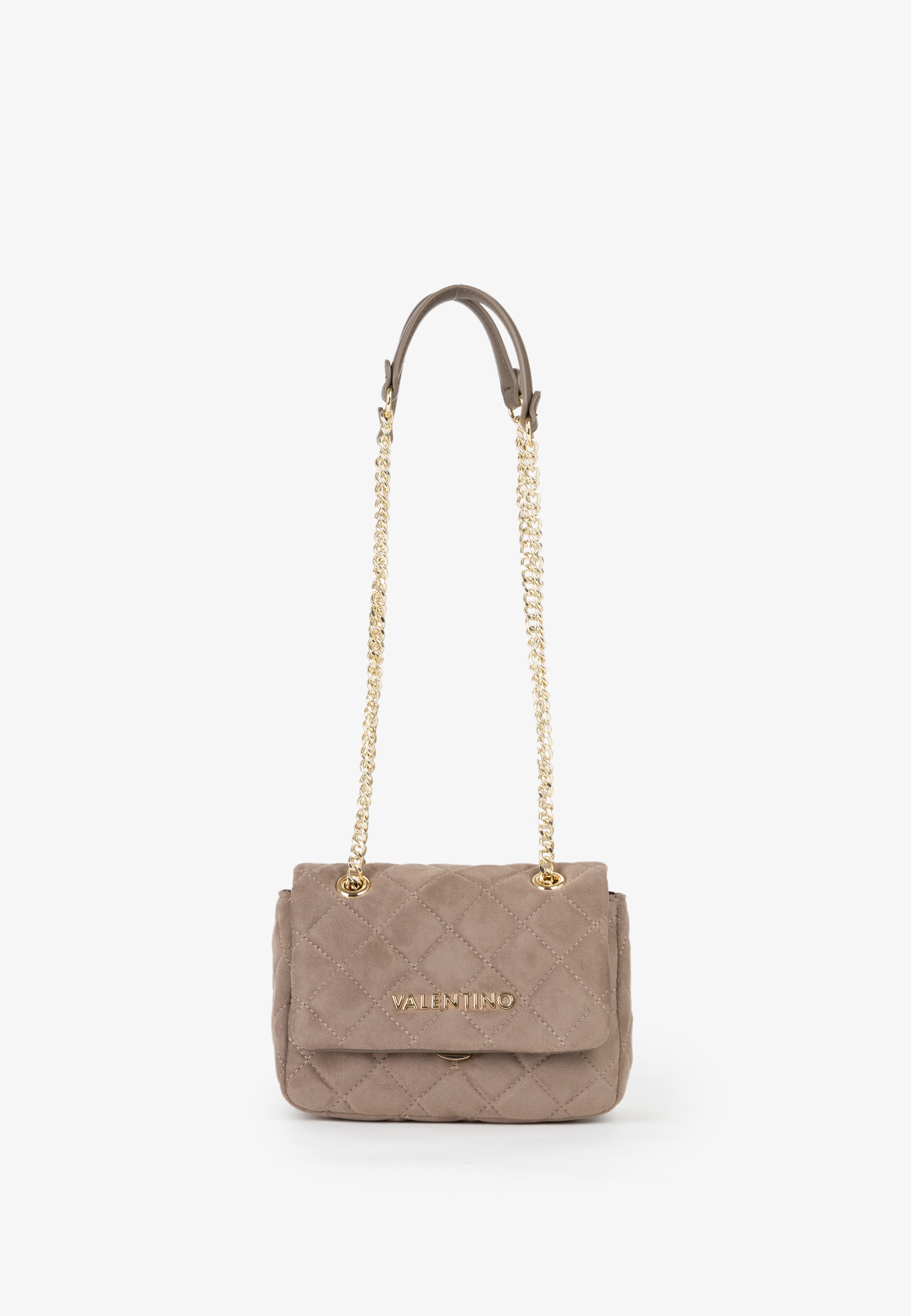 Sac bandoulière femme matelassé taupe chaîne dorée