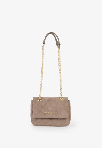 Sac bandoulière femme matelassé taupe chaîne dorée