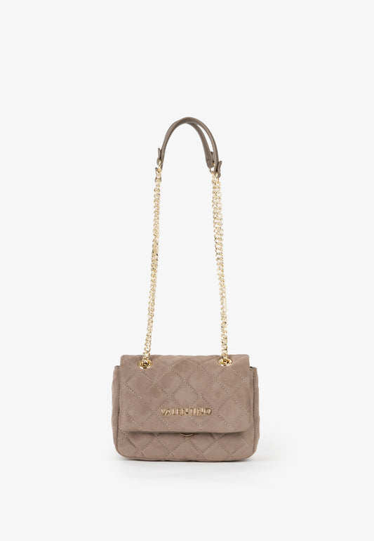 Sac bandoulière femme matelassé taupe chaîne dorée