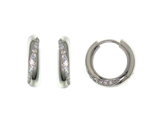 Créoles femme argent rhodié zirconia charnière 16 mm