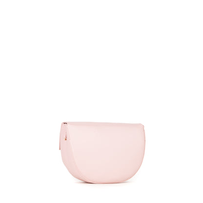 Sac bandoulière femme demi-lune simili cuir rose poudré
