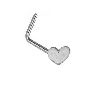 Clou de nez femme or 9 carats blanc motif cœur