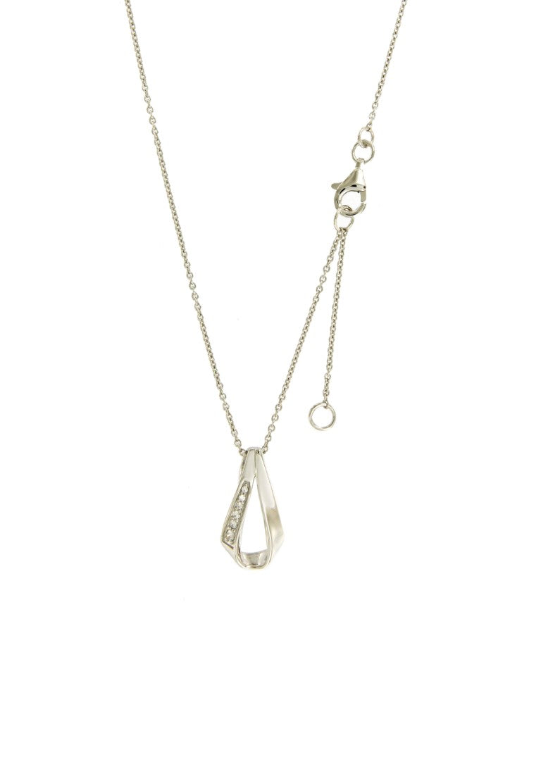 Collier femme argent rhodié pendentif géométrique zirconia