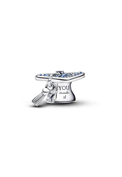 Charm de chapeau de remise de diplôme bleu scintillant 2026