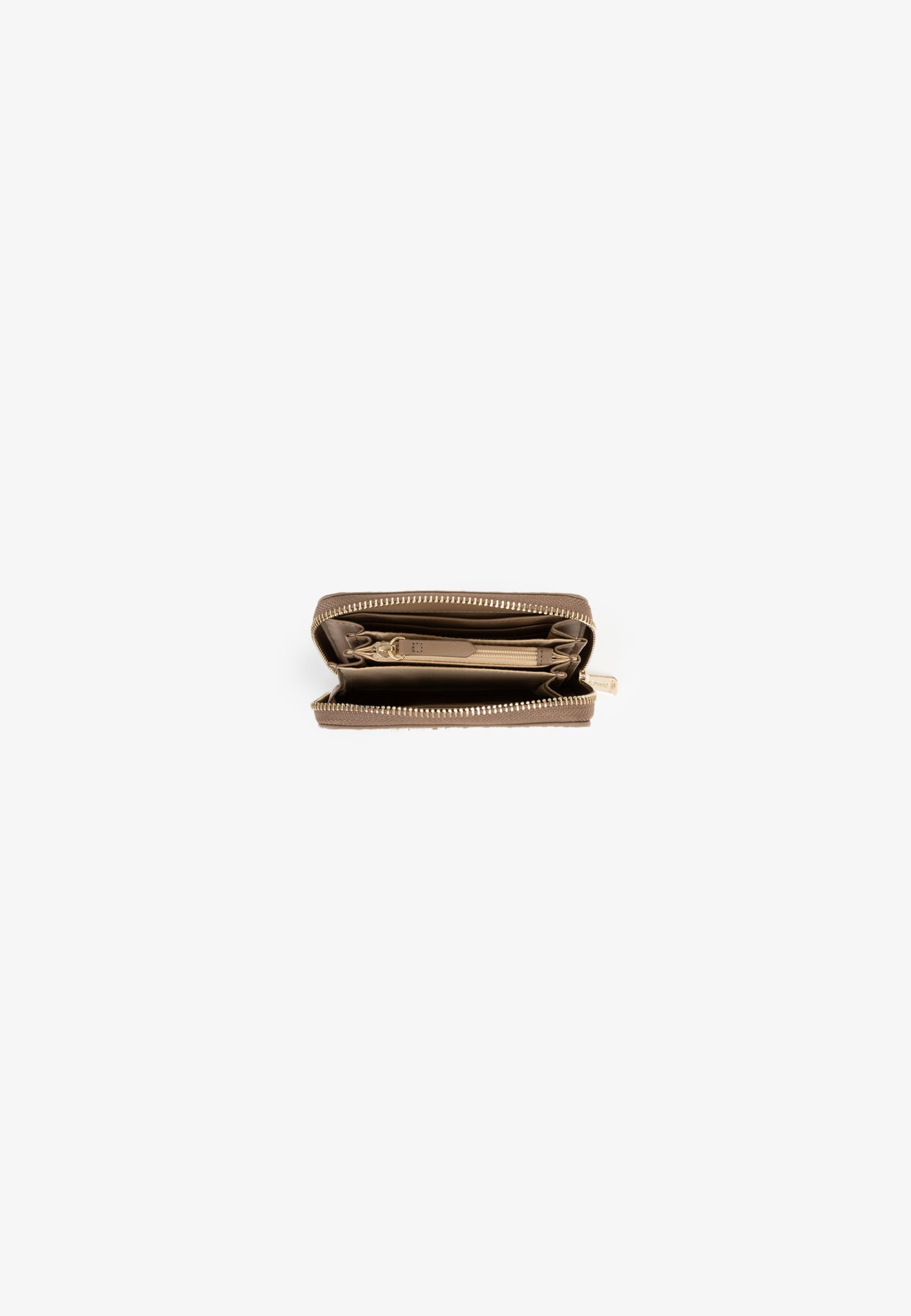 Portefeuille femme zippé monogramme beige taupe