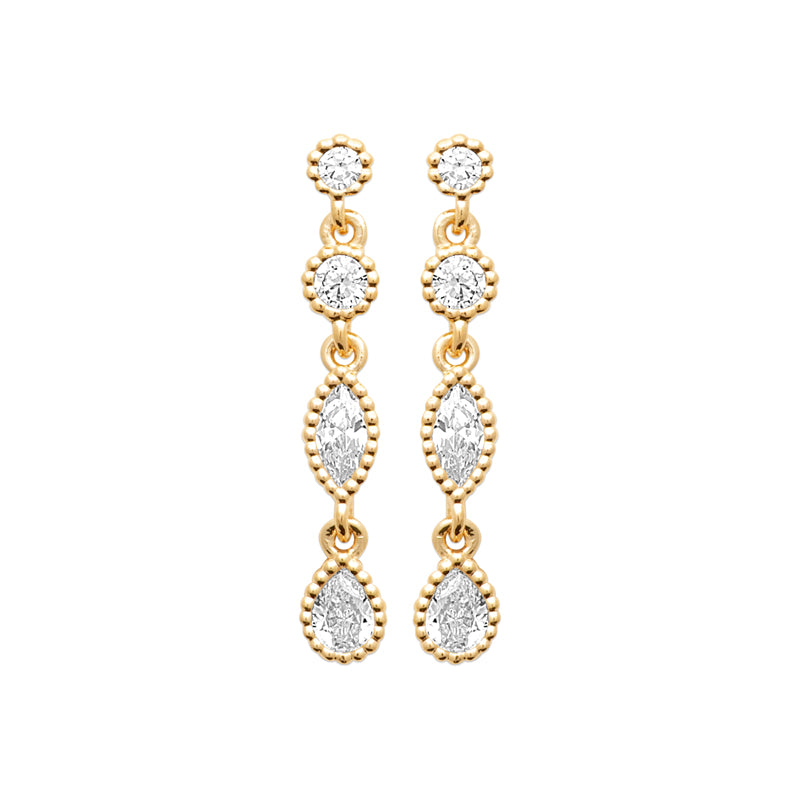 Boucles d'oreilles femme plaqué or pendant zirconia