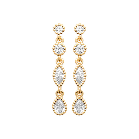 Boucles d'oreilles femme plaqué or pendant zirconia
