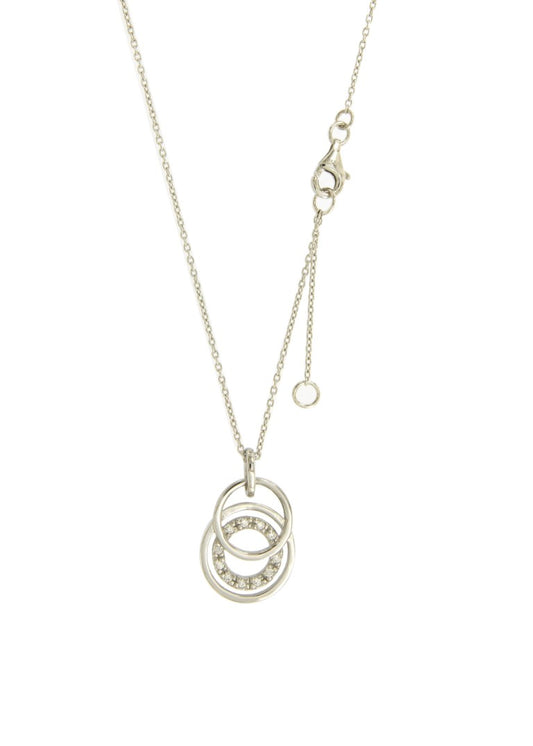 Collier femme argent rhodié trois anneaux zirconia