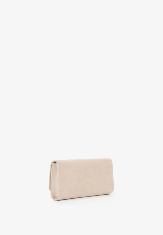 Sac bandoulière femme velours beige chaîne dorée