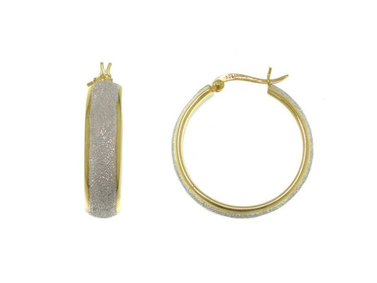 Créoles femme argent 925 rhodié bicolore doré 29 mm