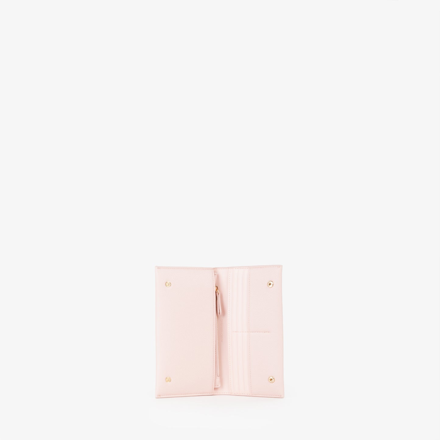 Portefeuille femme rose poudré logo doré fin et élégant