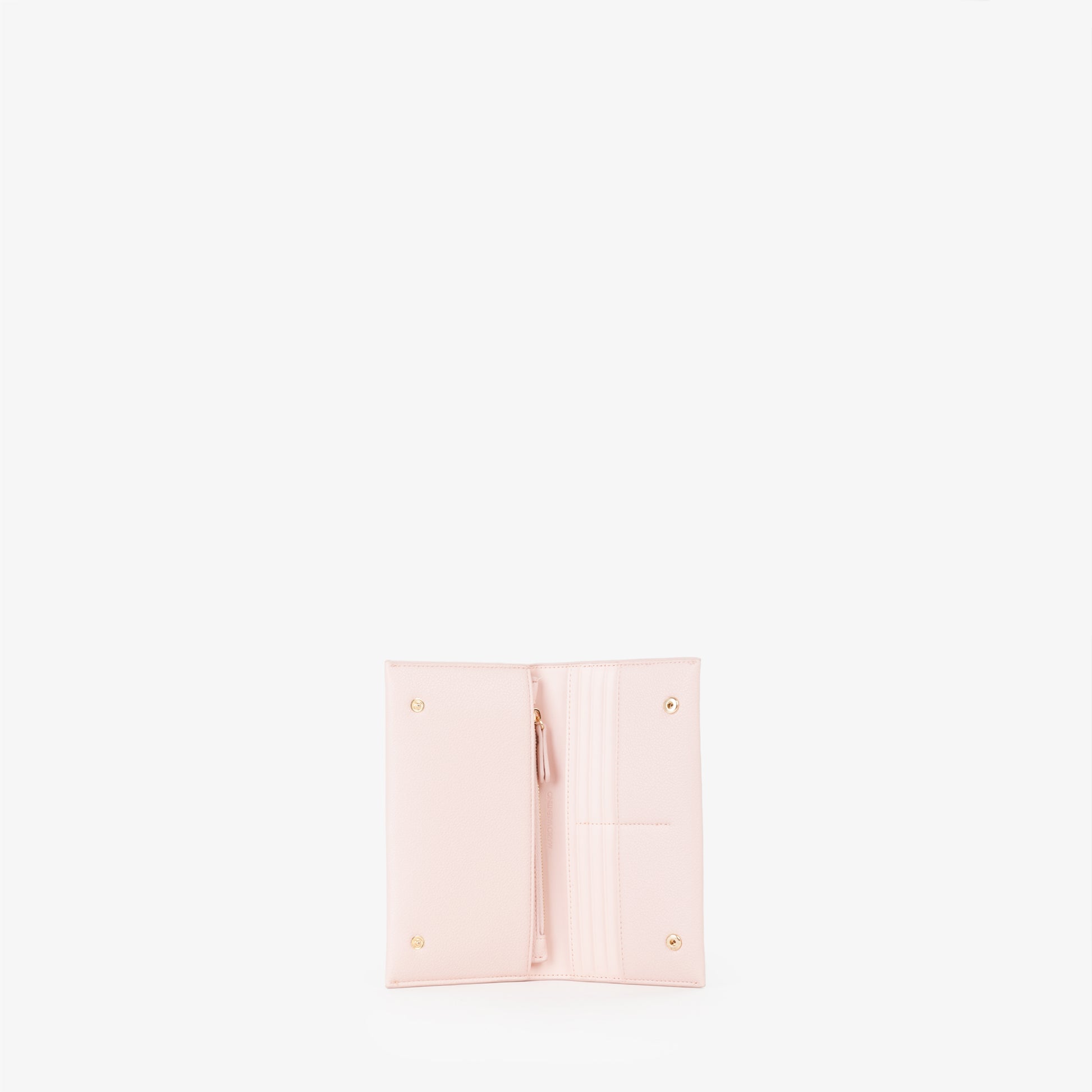 Portefeuille femme rose poudré logo doré fin et élégant