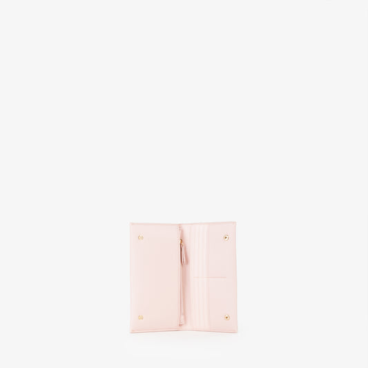 Portefeuille femme rose poudré logo doré fin et élégant