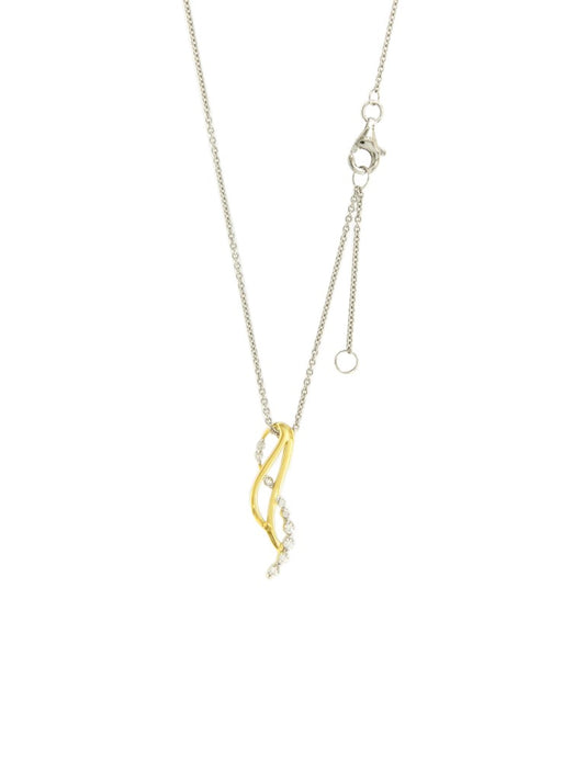 Collier femme argent bicolore doré zirconia 42cm