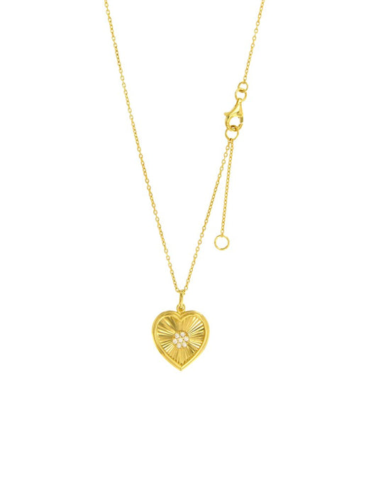 Collier femme argent doré pendentif cœur zirconia 42cm