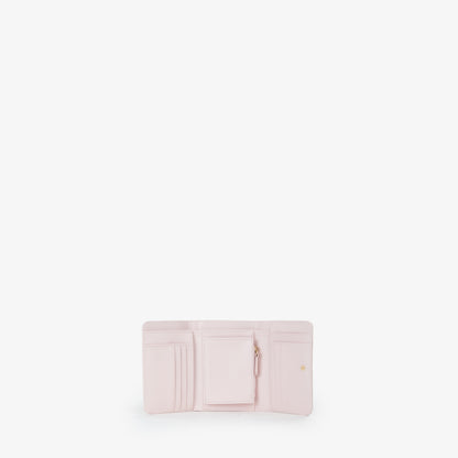 Porte-monnaie femme rose pâle monogramme embossé
