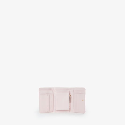 Porte-monnaie femme rose pâle monogramme embossé
