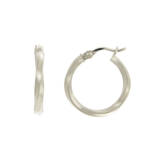 Créoles femme argent 925 rhodié torsadé 20 mm fermoir charnière