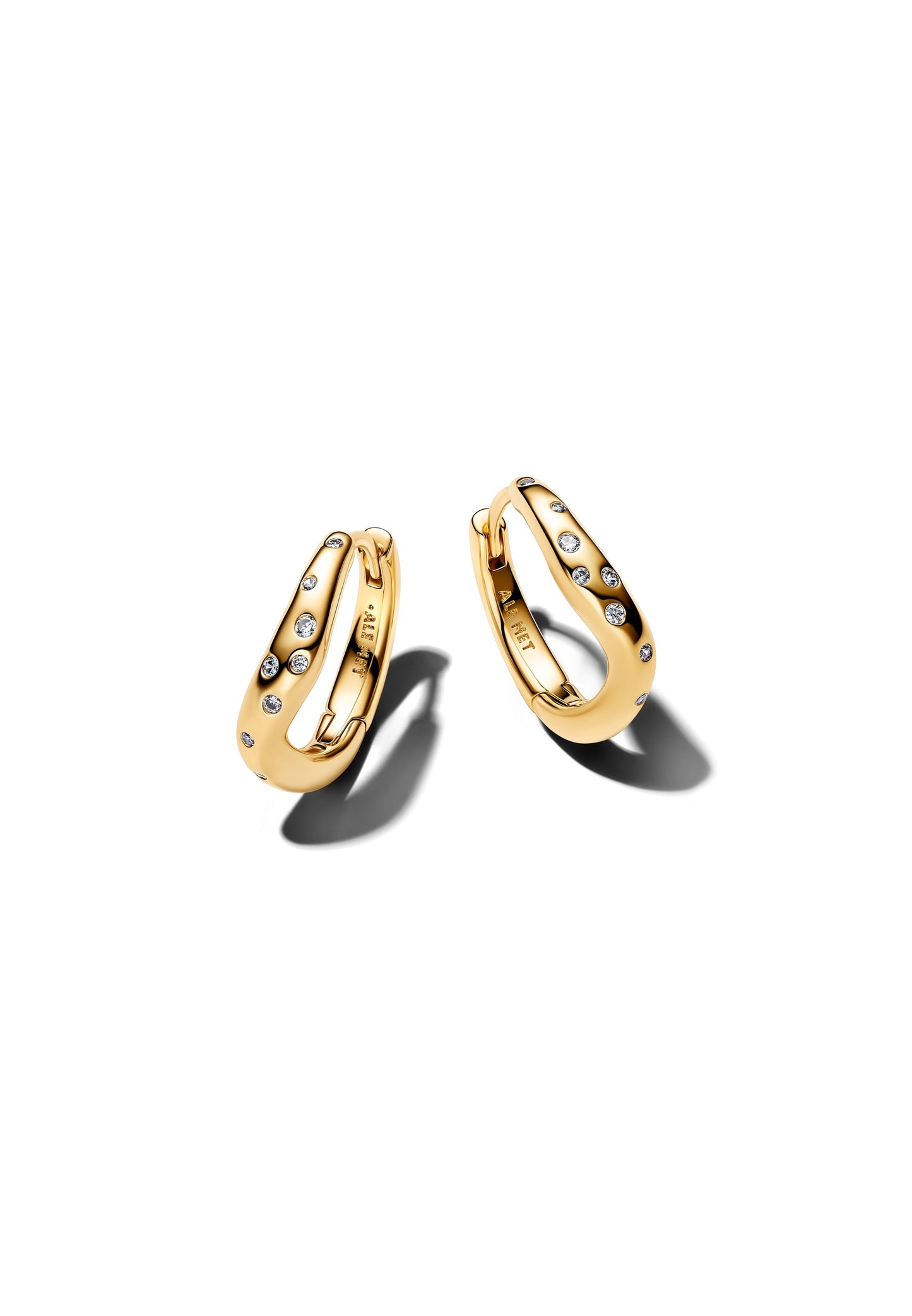 Boucles d'oreilles créoles serties de pierres aux formes organiques