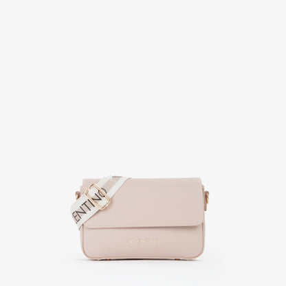 Sac bandoulière femme beige nude rabat doré élégant