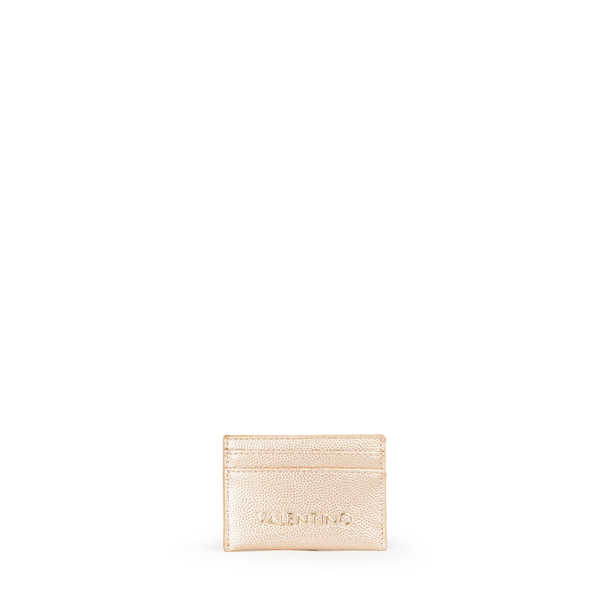 Porte-carte femme cuir grainé doré métallisé Valentino