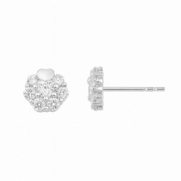Clous d'oreilles femme argent rhodié cœur zirconia