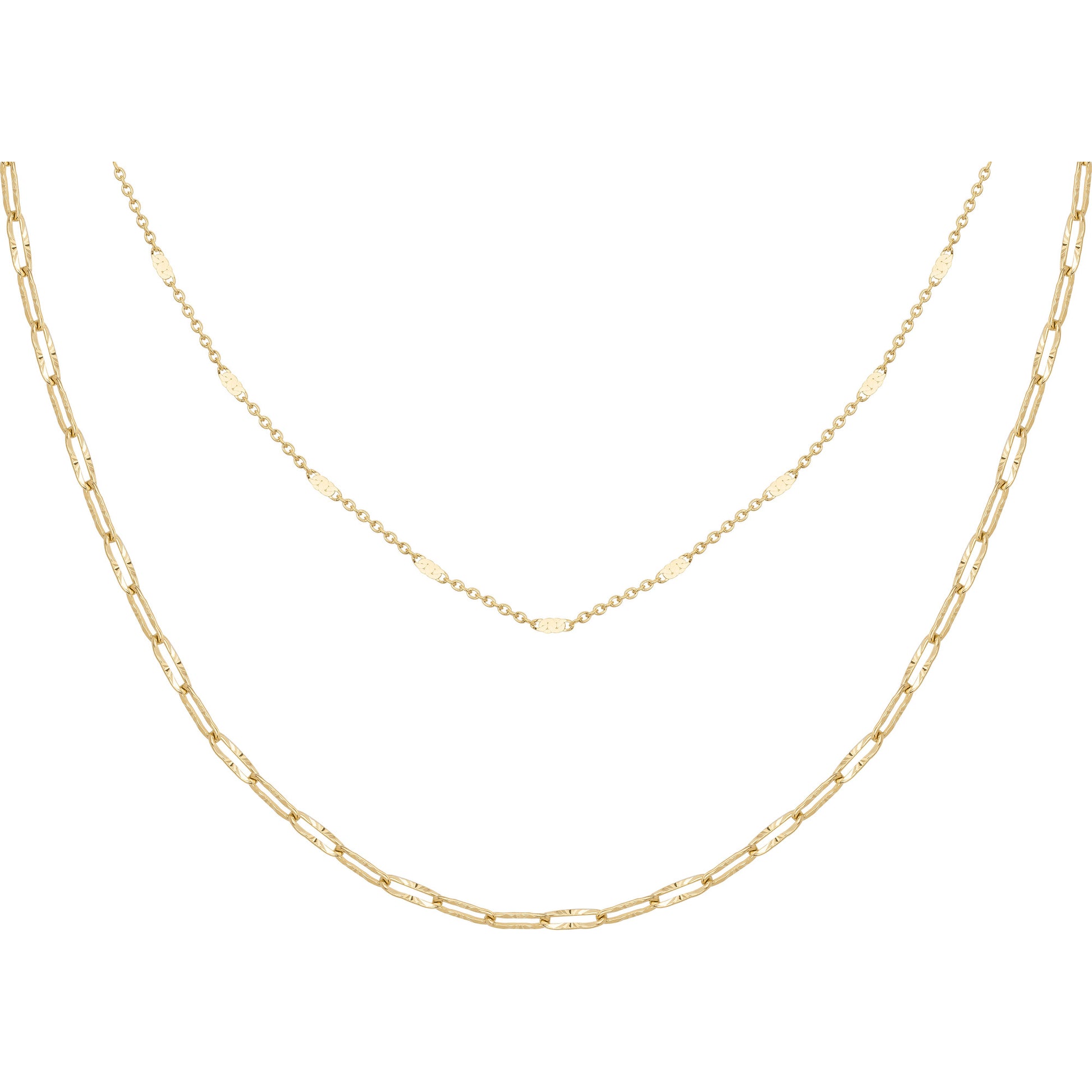 Collier femme acier doré double rang chaîne maille