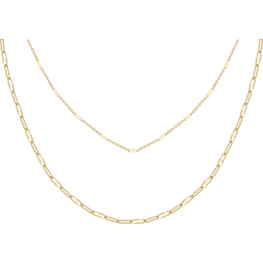 Collier femme acier doré double rang chaîne maille