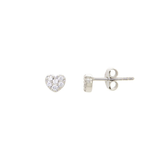 Clous d'oreilles femme argent rhodié coeur zirconia