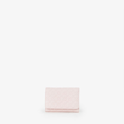 Porte-monnaie femme rose pâle monogramme embossé