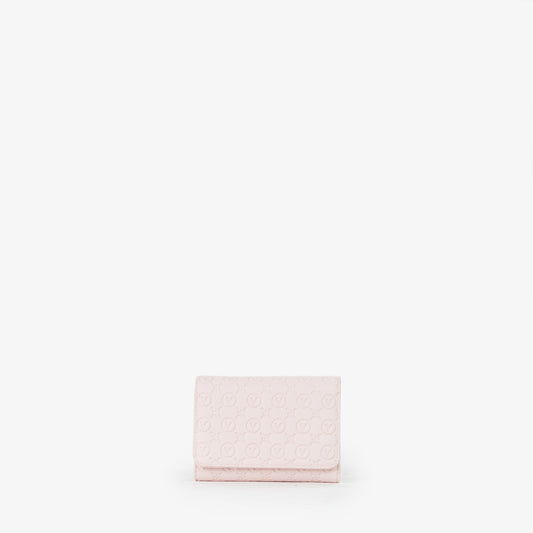 Porte-monnaie femme rose pâle monogramme embossé
