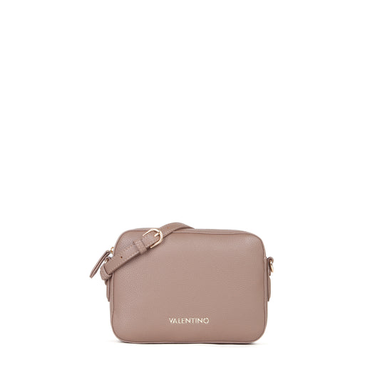 Sac bandoulière femme cuir grainé taupe fermeture zip