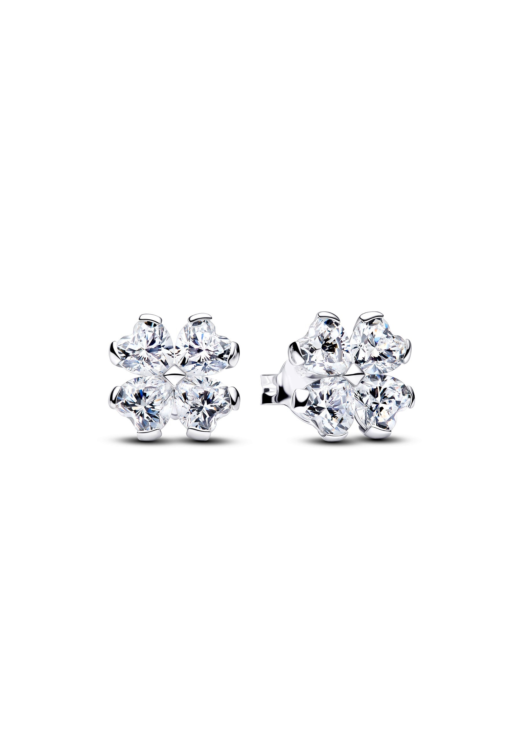 Boucles d'oreilles clous trèfle porte-bonheur scintillantes