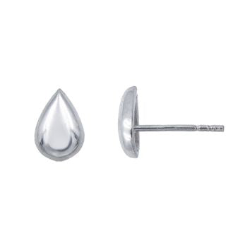 Clou d'oreille femme argent rhodié forme goutte