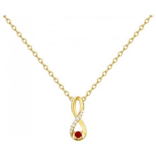 Collier femme plaqué or infini zirconia rouge et blanc
