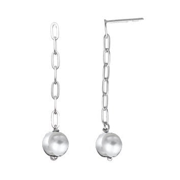 Boucles d'oreilles femme argent rhodié chaîne et perle