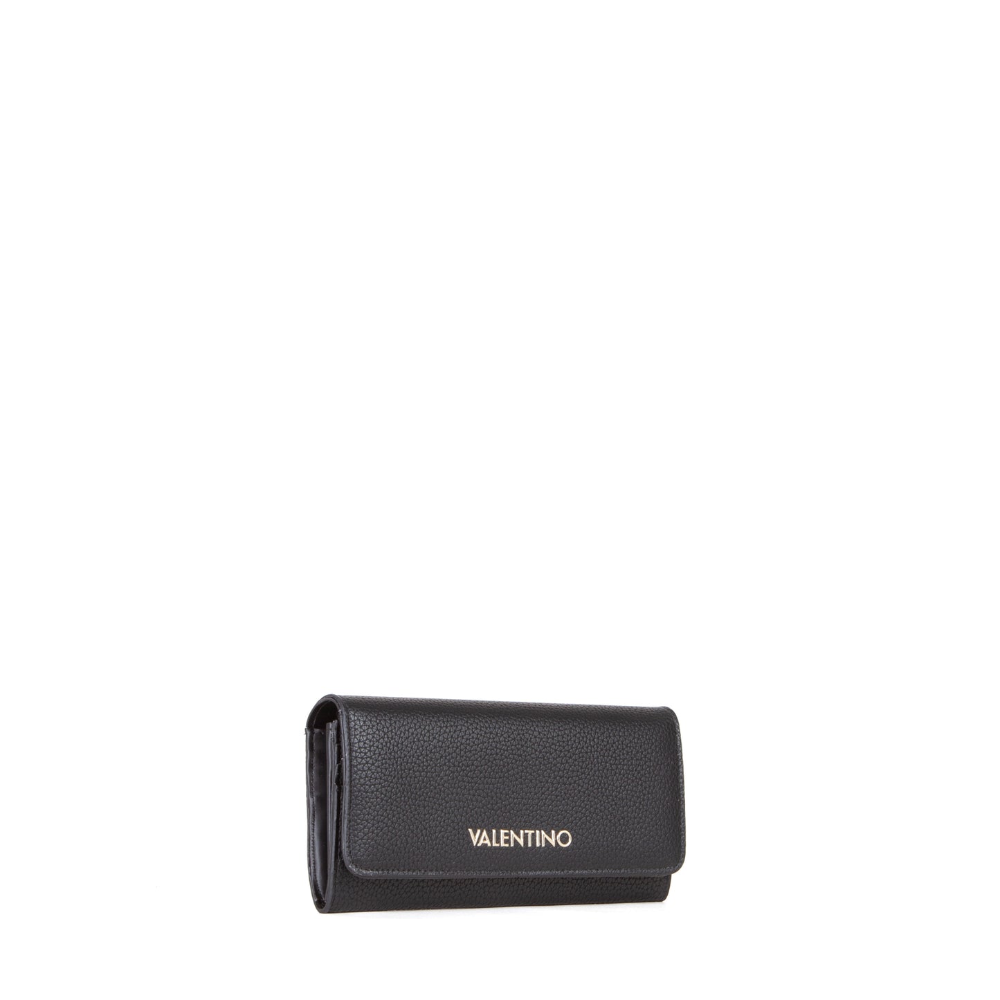 Portefeuille femme simili cuir grainé noir fermeture rabat